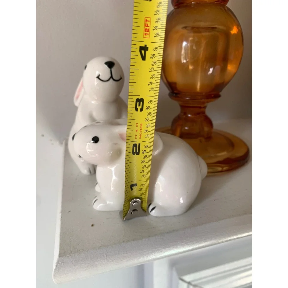 Vintage White Ceramic Bunny Rabbit Salt and Pepper Shakers Set Easter Decor